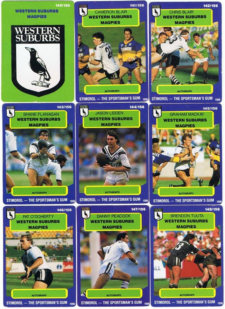 1990 Western Suburbs Magpies team set.jpg