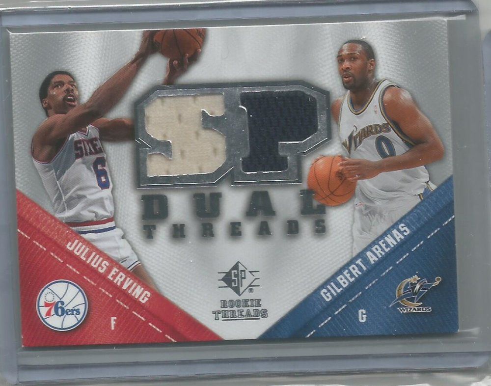 2008-09 SP Rookie Threads - SP Threads Dual jersey Julius Erving Gilbert Arenas.jpg