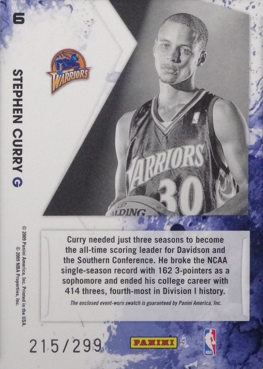 2009-10 Rookies & Stars Freshman Orientation Materials #6 Stephen Curry 299 - Back.JPG