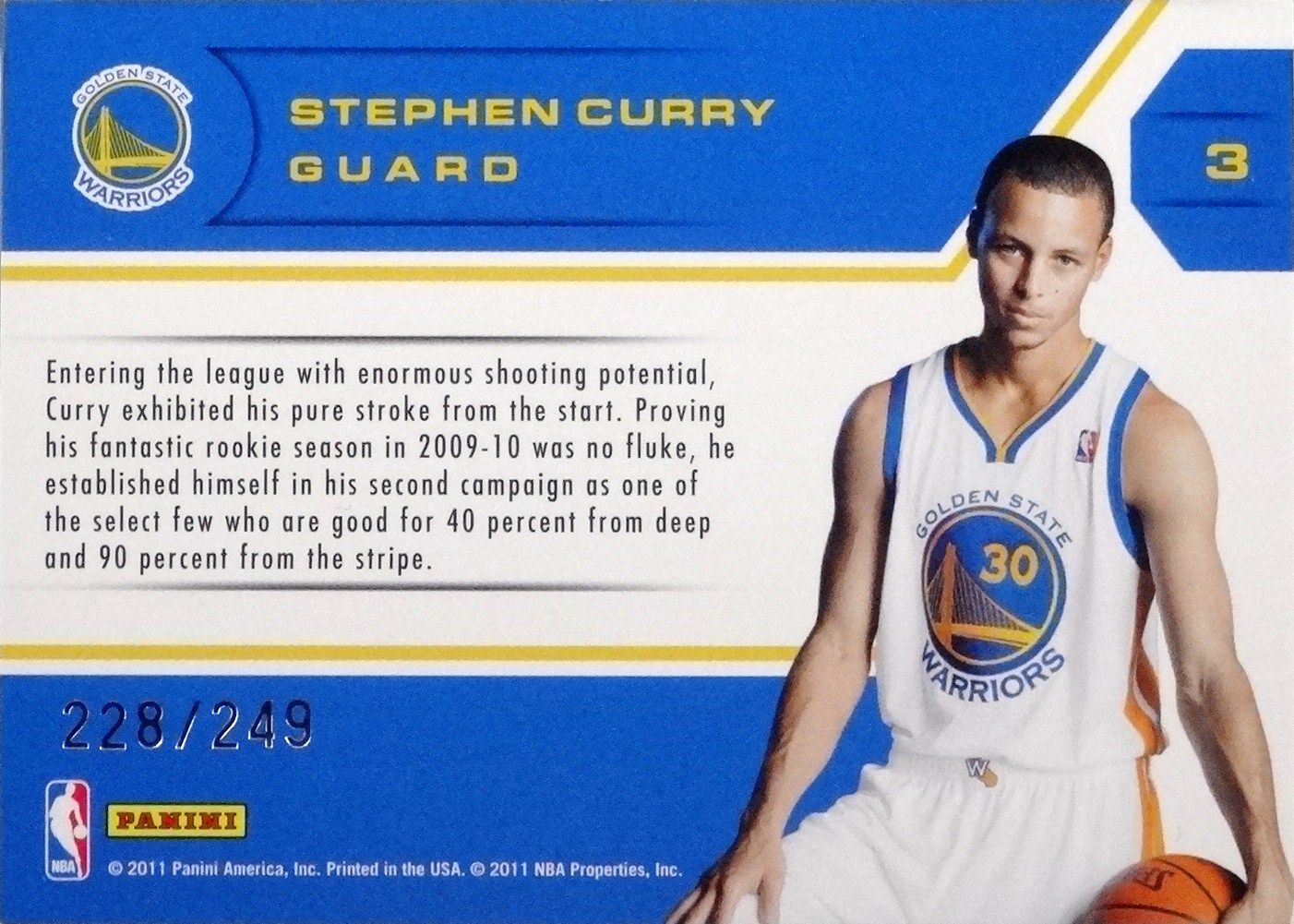 2010-11 Totally Certified Potential #3 Stephen Curry 249 - Back.JPG