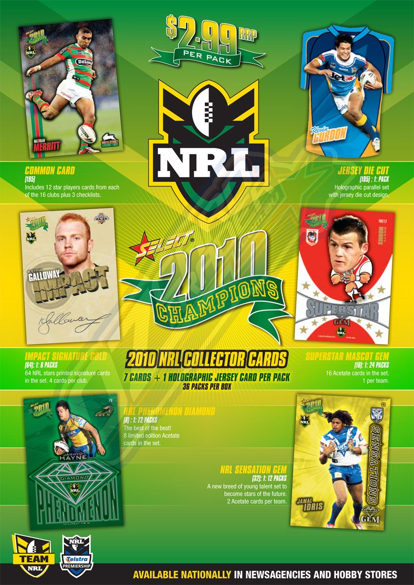 2010 Select NRL Champions Trading Cards Series 4-Sealed Pack Unit 