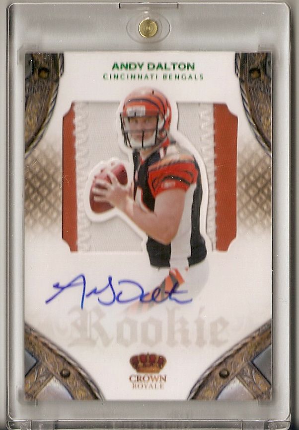 2011 Panini Crown Royale Rookie Silhouette Patch Auto Green Parallel Andy Dalton 04 of 10.jpg