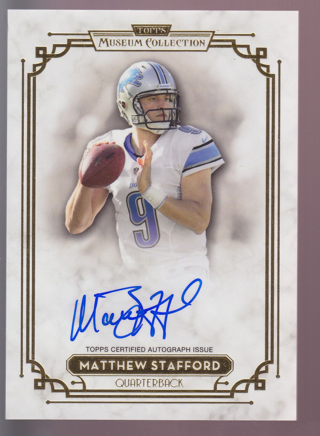 2013 Topps Museum Collection Gold Parallel Autograph Auto Matthew Stafford 25.JPG