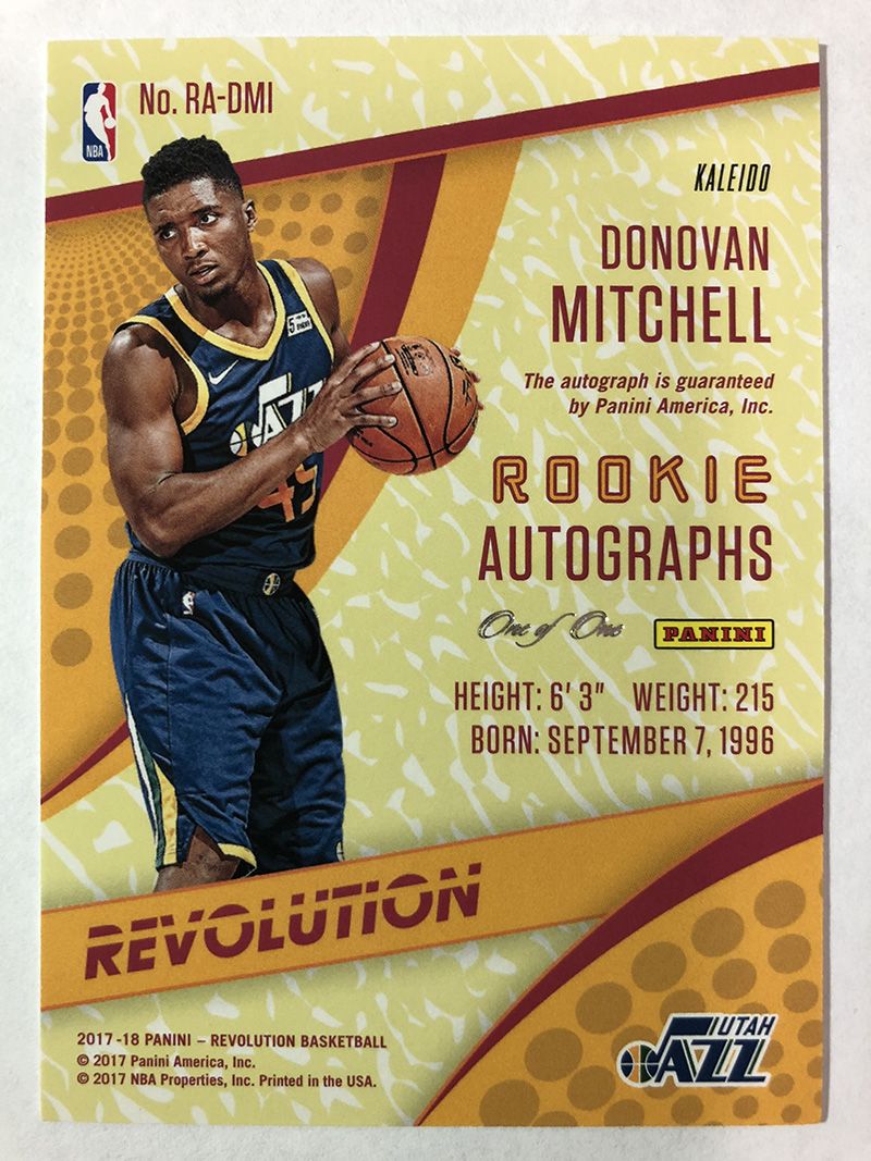 2017-18 Revolution Rookie Autographs #DMI Kaleido Donovan Mitchellb.jpg