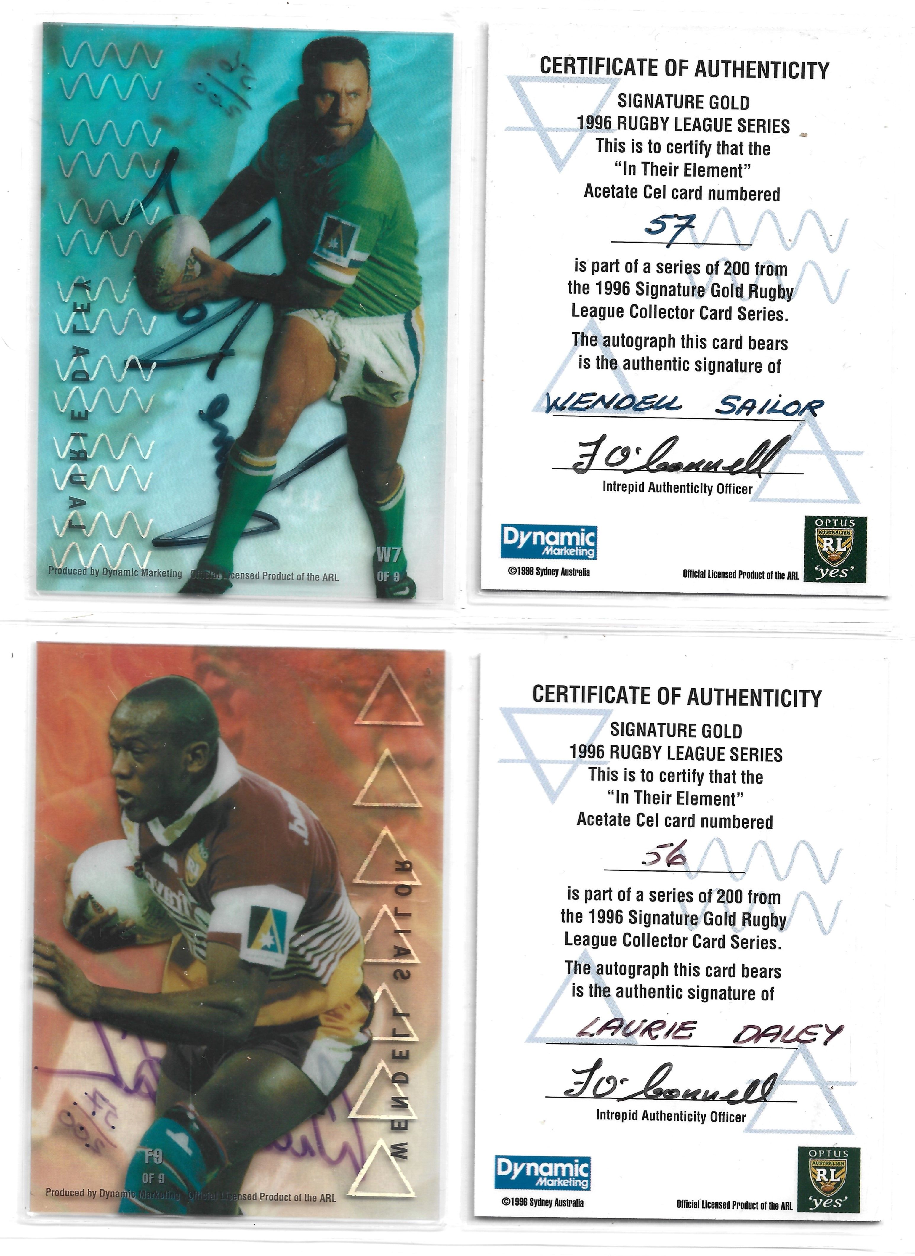 brasher 1996 Dynamic Rugby League MASTER ACETATE CEL CARD:TIM BRASHER 