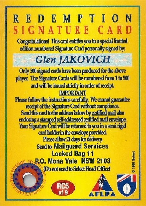 RC5 Select Signature Redemption Card Glen Jakovich.jpg