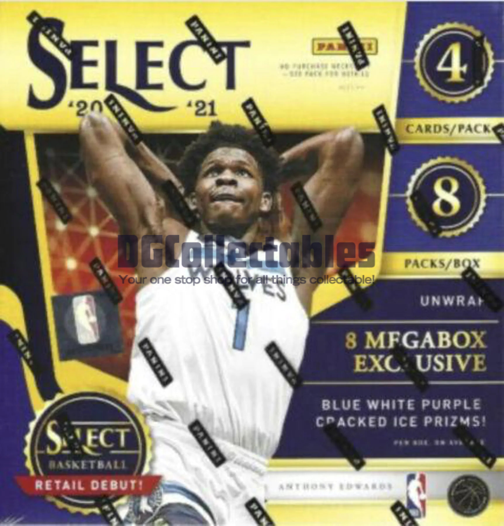2020/21 Panini Select Basketball Mega Box (Blue/White/Purple Cracked Ice Prizms)
