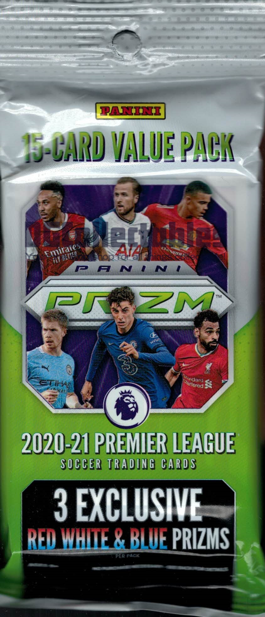 2020/21 Panini Prizm Premier League Soccer 15-Card Jumbo Value Fat Pack (Red White & Blue Prizms!)